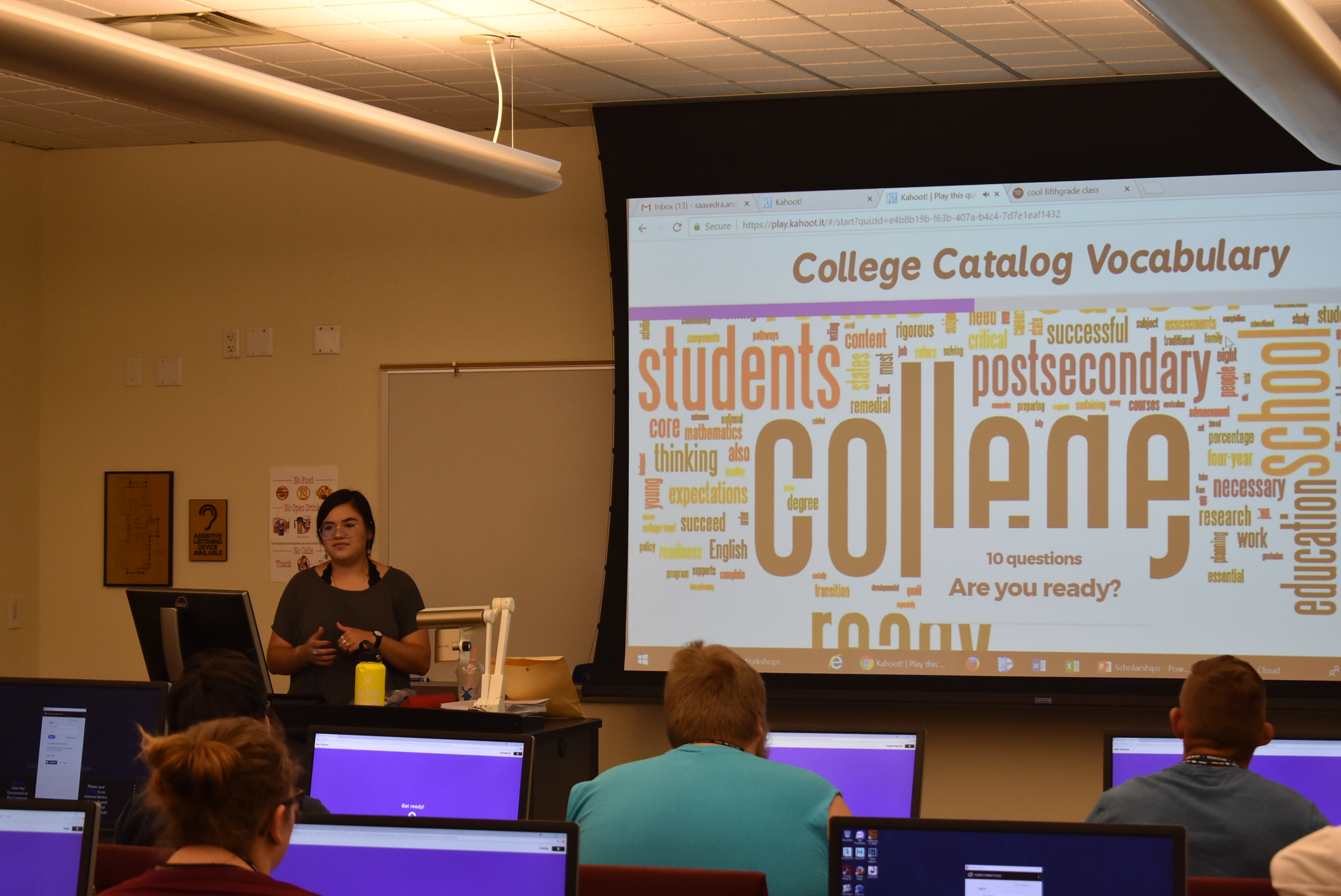 Students attend a presentation about College Vocabulary