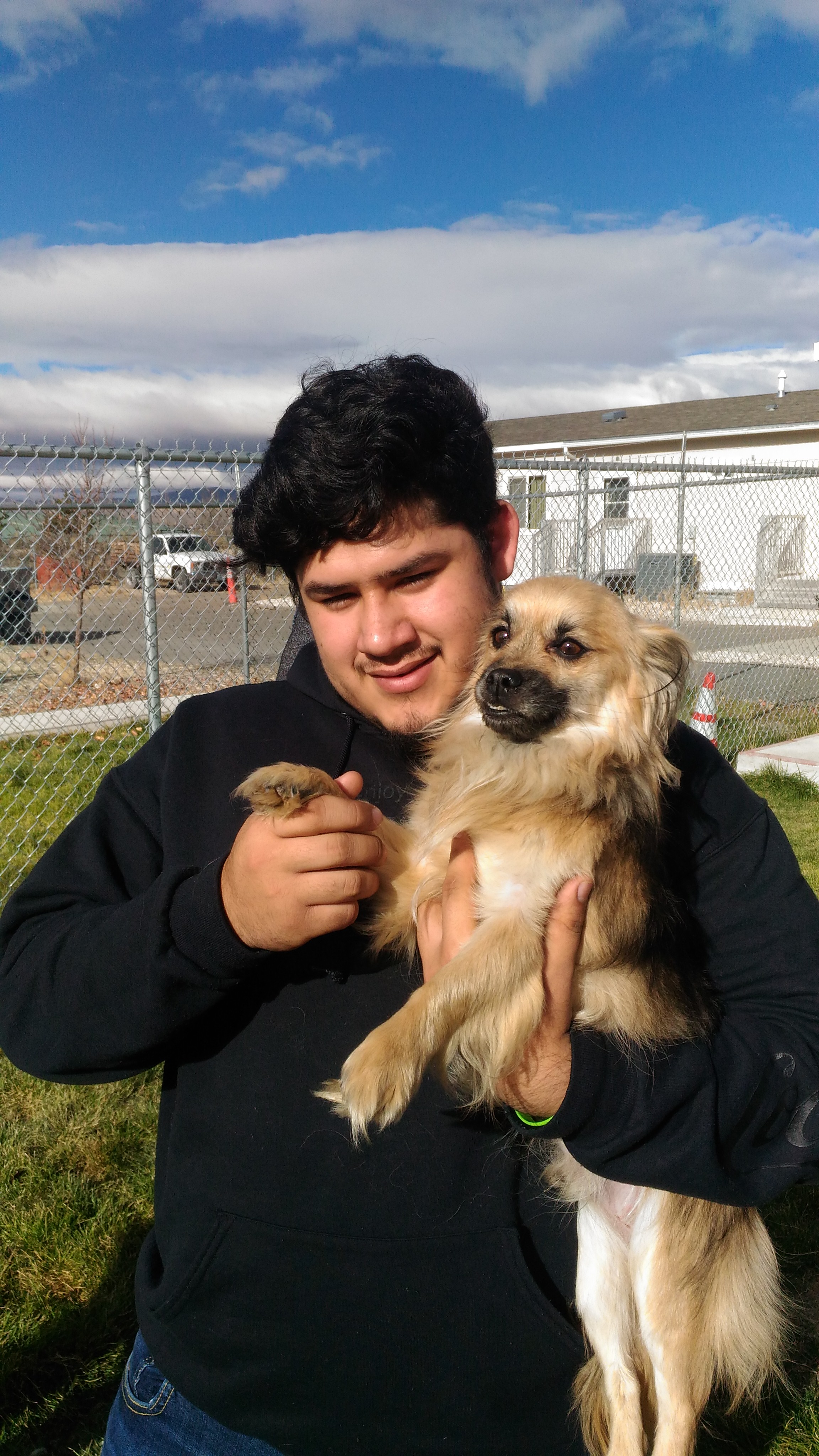 Chico with a shelter dog