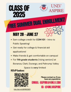 Flyer for ASPIRE Summer Dual Enrollment